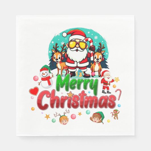 Santa's Holiday Vibes - Feestelijk en leuk Servet (Voorkant)