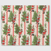  Santa's Holly en Stripes Cadeaupapier (Vlak)