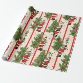 Santa's Holly en Stripes Cadeaupapier (Uitgerold)