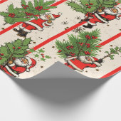 Santa's Holly en Stripes Cadeaupapier (Hoek)