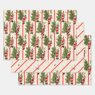 Santa's Holly en Stripes Inpakpapier Vel