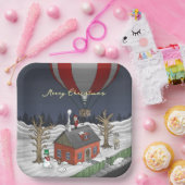 Santa's Hot Air Balloon Papieren Bordje (Feest)