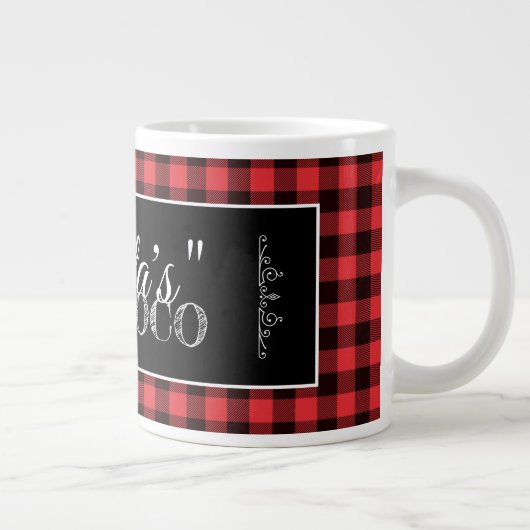 "Santa's" Hot Coco Red en Black Buffalo Pset Grote Koffiekop (Rechts)