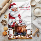 Santa's Hot Cocoa & Cheer Gepersonaliseerde Kerst Theedoek