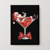 Santa's Hot Mess Christmas Martini Funny Santa  Button (Voorkant)