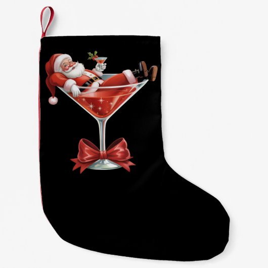 Santa's Hot Mess Christmas Martini Funny Santa  Kleine Kerstsok (Voorkant)