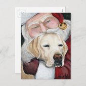 Santa's Hug for Lab art postcard Feestdagenkaart (Voorkant / Achterkant)