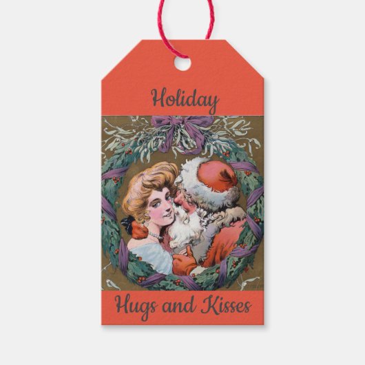  Santas 'Hugs and Kisses Holiday Gift Labels Cadeaulabel (Voorkant)