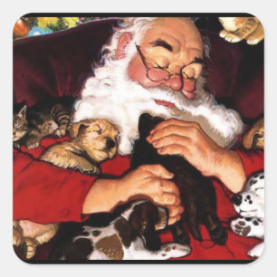Santa's Huisdieren Vierkante Sticker