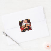 Santa's Huisdieren Vierkante Sticker (Envelop)