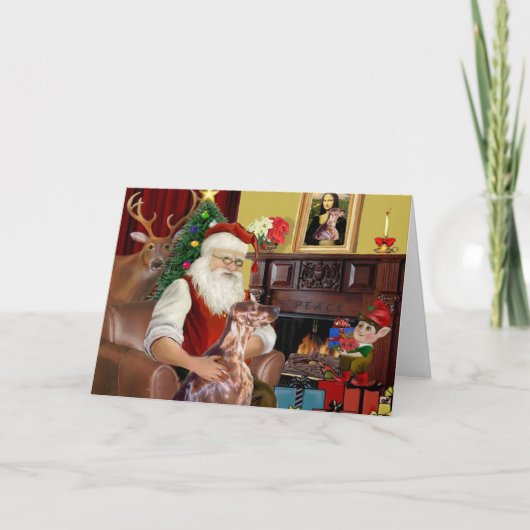 Santa's Irish Setter Feestdagen Kaart (Voorkant)