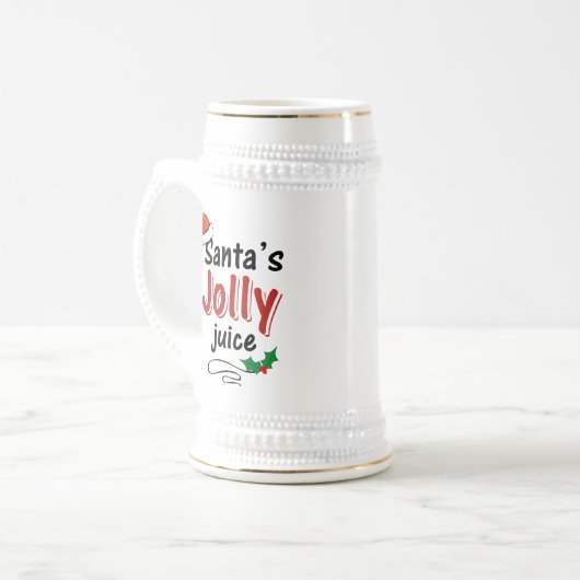 Santa's Jolly Juice Kerstmis Cheer Beer Stein Bierpul (Voorkant links)