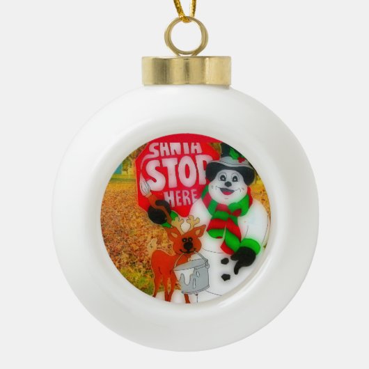 Santa's Joy Keramische Bal Ornament (Voorkant)