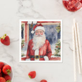 Santa's Joyful Waterverf kerstpapier Servet (Insitu)