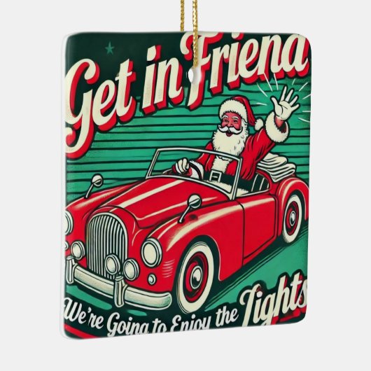 Santa's Joyride: Feestelijk Keramisch Ornament" Keramisch Ornament (Rechts)