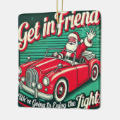 Santa's Joyride: Feestelijk Keramisch Ornament" Keramisch Ornament (Links)