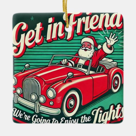 Santa's Joyride: Feestelijk Keramisch Ornament" Keramisch Ornament (Voorkant)