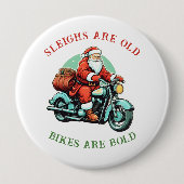 Santas Joyride Motorfiets Kerstmis Ronde Button 4,0 Cm (Voorkant)