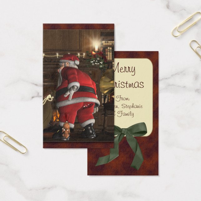 Santas Kerst Puppy Label Visitekaartje (Kantoor)