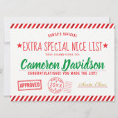 Santa's Kerstfeest, Nice List Award Kaart (Voorkant)