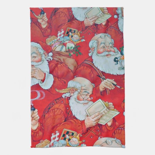 Santa's, kerstkeukenhanddoek theedoek (Verticaal)