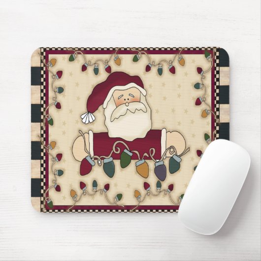 Santas kerstlampjes Mousepad Muismat (Met muis)