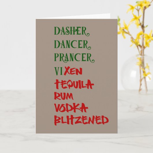 Santa's Kerstmis Drink Names Kaart (Gele Bloem)