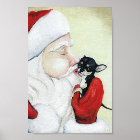 Santa's Kiss voor Chihuahua art Print (Voorkant)