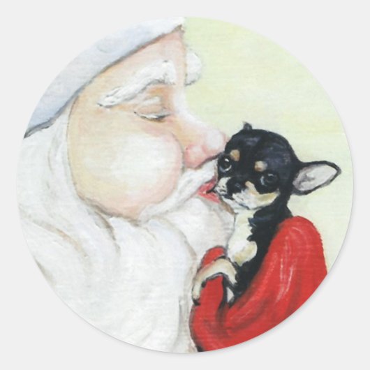 Santa's Kiss voor Chihuahua Art Sticker (Voorkant)