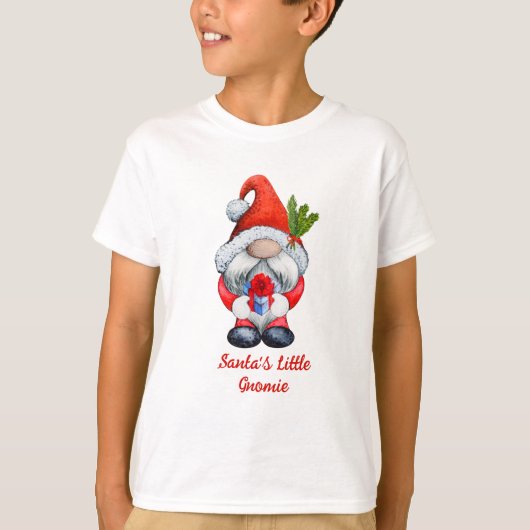 Santa's kleine Gnomie Red Boy Gnome T-Shirt (Voorkant)