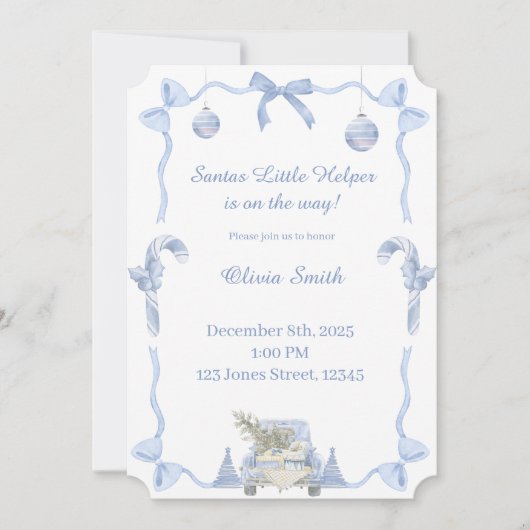 Santas Kleine Helper Baby Shower Kaart (Voorkant)