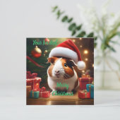 "Santa's Kleine Helper: De Kerstcavia" Kaart (Staand voorkant)