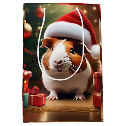 "Santa's Kleine Helper: De Kerstcavia" Medium Cadeauzakje (Voorkant)