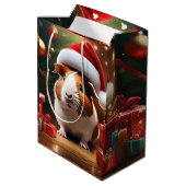 "Santa's Kleine Helper: De Kerstcavia" Medium Cadeauzakje (Achterkant Gekanteld)
