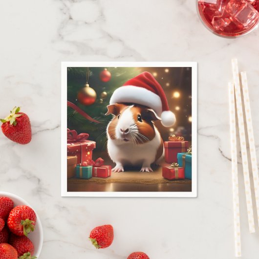 "Santa's Kleine Helper: De Kerstcavia" Servet (Insitu)