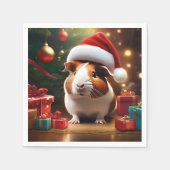 "Santa's Kleine Helper: De Kerstcavia" Servet (Voorkant)