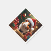 "Santa's Kleine Helper: De Kerstcavia" Servet (Hoek)
