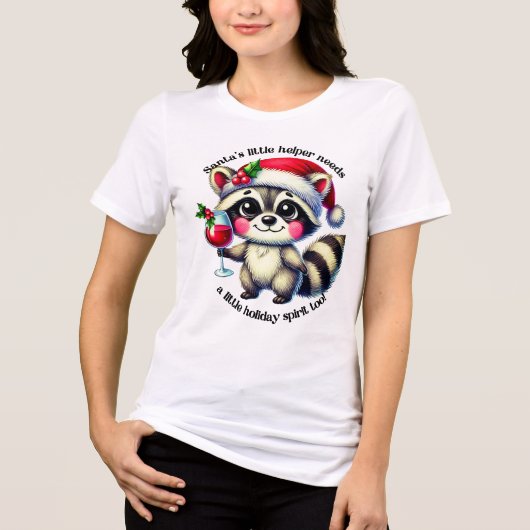 Santa's kleine helper in een feestelijke vakantie Tri-Blend shirt (Voorkant)