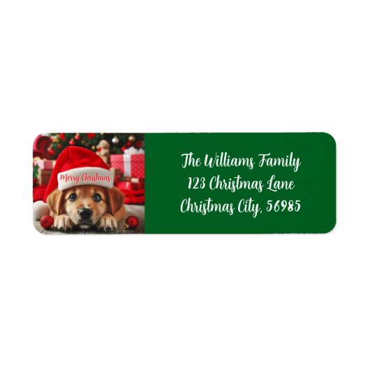 Santa's Kleine Helper Puppy Etiket (Voorkant)