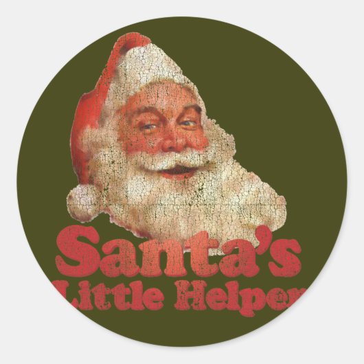 Santa's Kleine Helper Ronde Sticker (Voorkant)