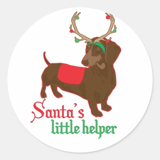 santas kleine helper ronde sticker (Voorkant)