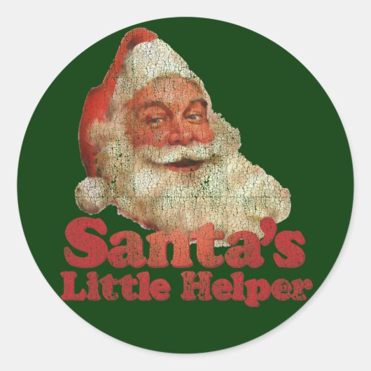 Santa's Kleine Helper Ronde Sticker (Voorkant)