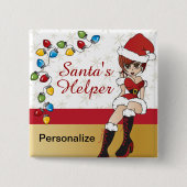 Santa's Kleine Helper Vierkante Button 5,1 Cm (Voorkant)