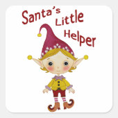 Santa's kleine helper vierkante sticker (Voorkant)