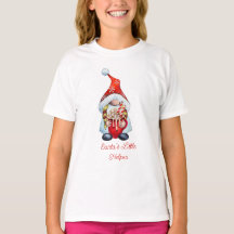 Santa's kleine Helperrood meisje Gnome T-Shirt