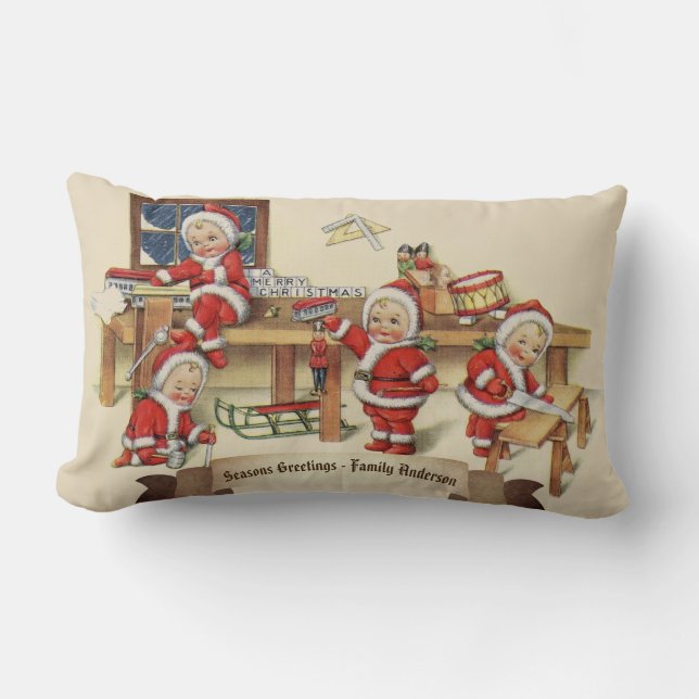 Santas Kleine Helpers  decoratief Custom Kussen (Voorkant)