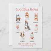 Santa's kleine helpers Dog Reindeer namen Feestdagenkaart (Voorkant)