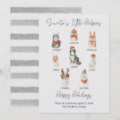 Santa's kleine helpers Dog Reindeer namen Feestdagenkaart (Voorkant / Achterkant)