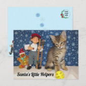 Santa's Kleine Helpers - Kat & Elf Briefkaart (Voorkant / Achterkant)