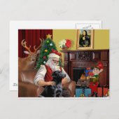 Santa's Labrador (zwart) Feestdagenkaart (Voorkant / Achterkant)